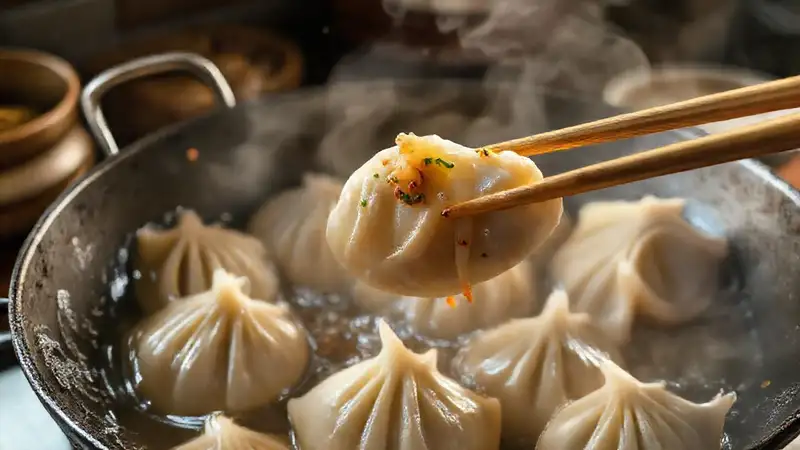 Hier ist eine mögliche Antwort:Knusprige Jiaozi in traditioneller chinesischer Küche