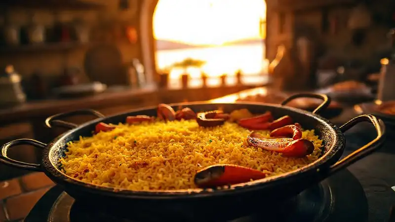 Hier ist die Antwort:Paella: spanische Farben und Aromen