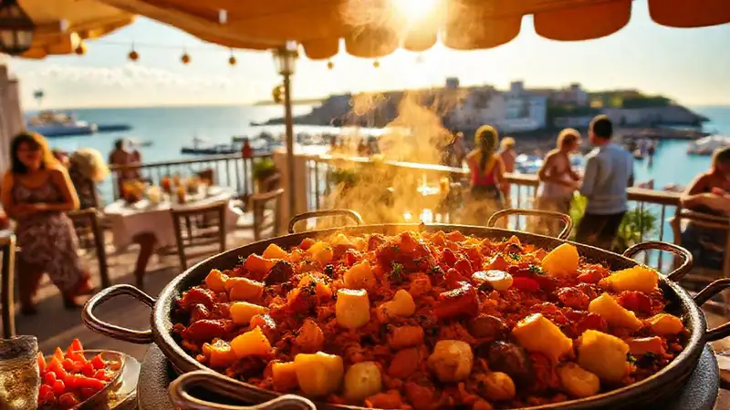 Spanische Paella: sonnige