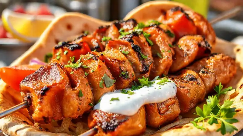 Hier ist eine kurze Antwort:Rhodesischer Souvlaki: bunt