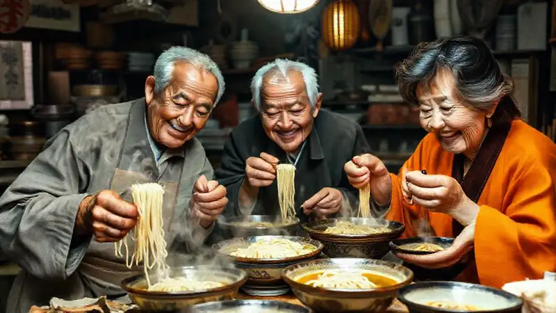 Traditionell japanische Nudelspezialitäten strahlen Wärme aus