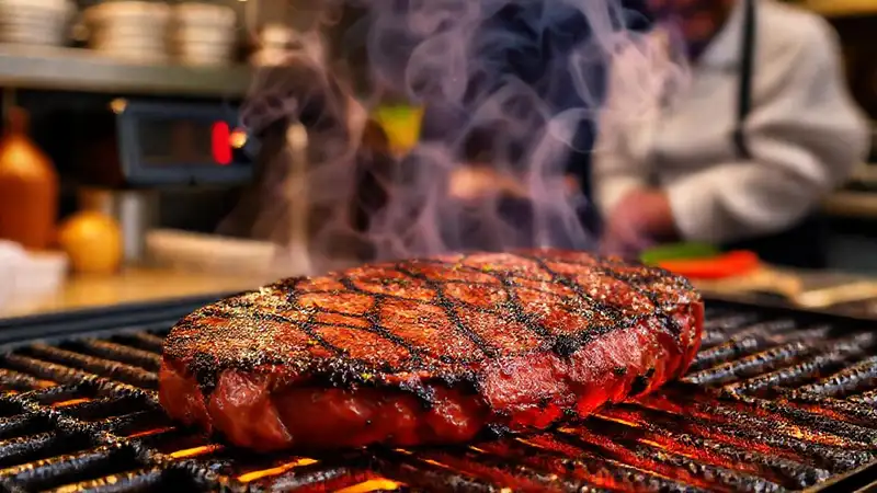 Hier ist das Steak perfekt gegrillt