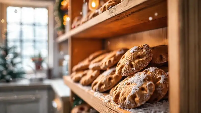 Hier sind Weihnachtsbäckerei in warmem Licht