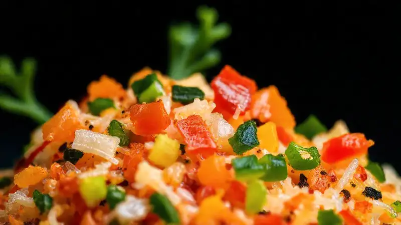 Hier ist eine mögliche Antwort:Farbenfrohe Meeresfrüchte füllen appetitlich